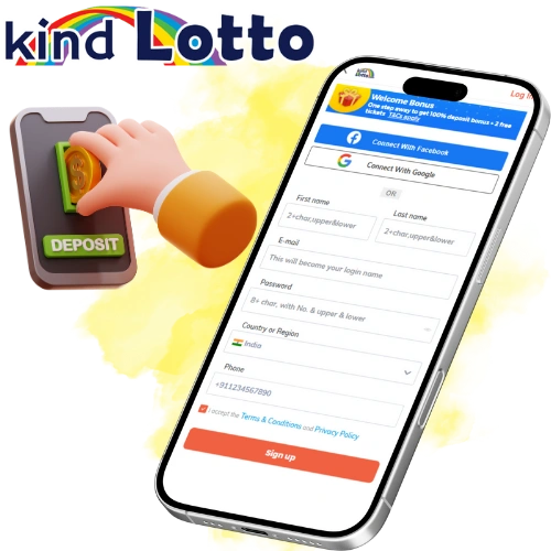 online lottery deposit funds with mobile and deposit icon