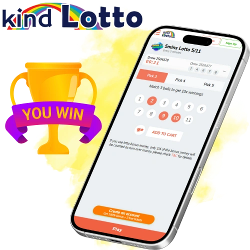 online lottery play and win with mobile and winning trophy