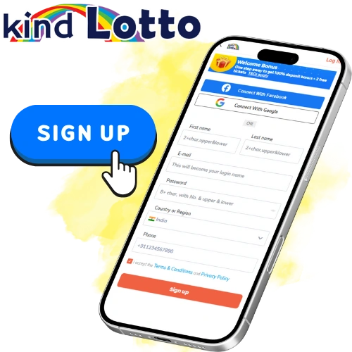 online lottery sign up with mobile and sign up botton